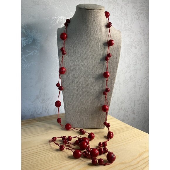 Tagua Necklace Red Organic Tagua Nut Jewelry - Picture 5 of 5